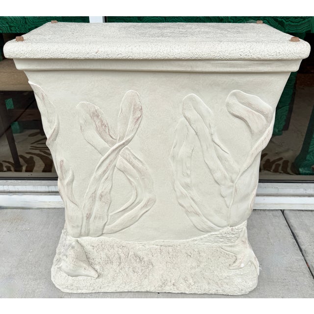 Glass Vintage Sculptural Plaster Console Table With a Glass Top For Sale - Image 7 of 10