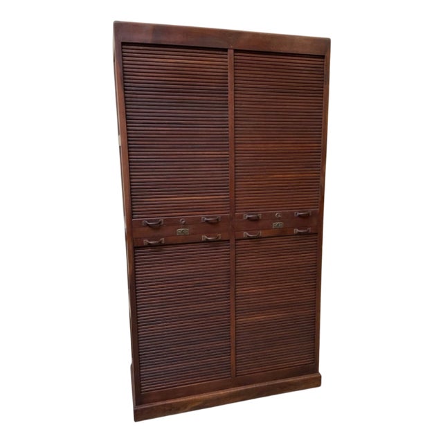 Antique Art Nouveau Roller Shutter Archive Cabinet, 1910 For Sale