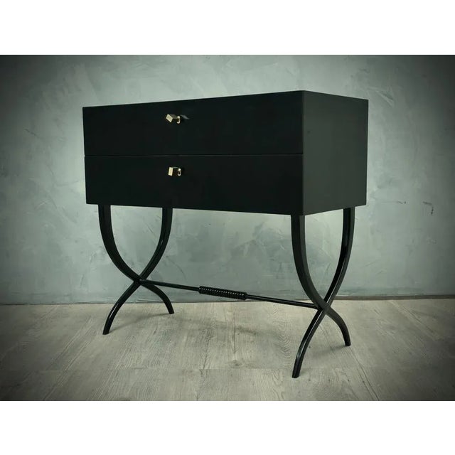 Black Mid-Century Black Commode with Brass Keys, 1970s For Sale - Image 8 of 10