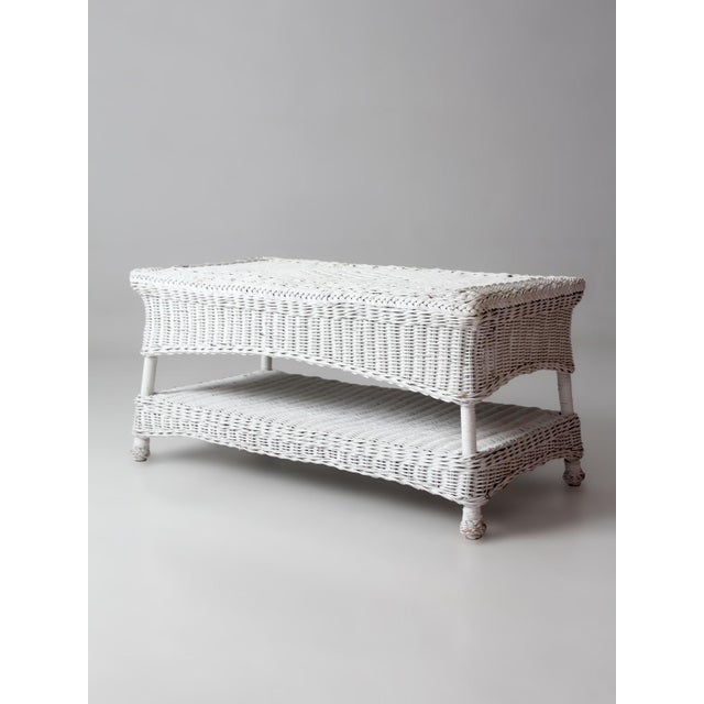 Antique White Wicker Coffee Table For Sale - Image 10 of 13