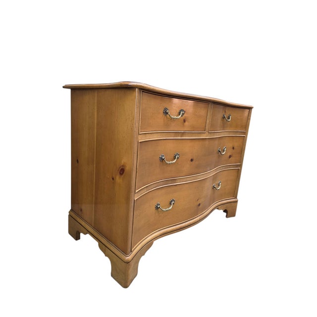 Wood Vintage Baker Furniture Georgian Style Serpentine Pine Chest of Drawers For Sale - Image 7 of 7
