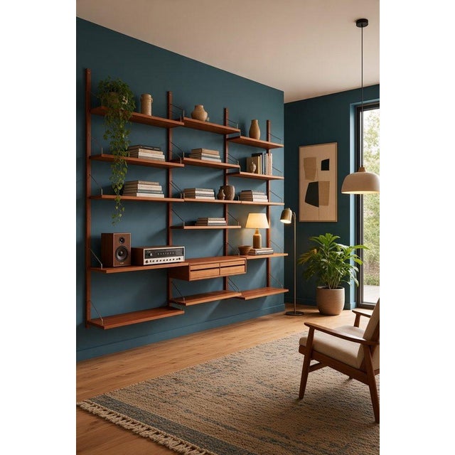 Large Wall-Mounted Shelving System in Teak by Poul Cadovius for Cado, 1960s For Sale - Image 15 of 18
