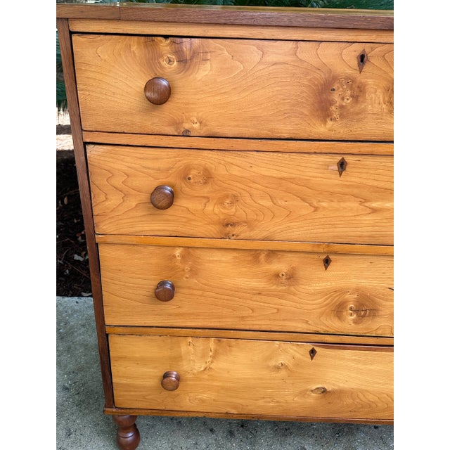 Fine Antique Southern Cherry Wood Chest With Black Walnut Knobs and Turned Feet For Sale In Savannah - Image 6 of 12
