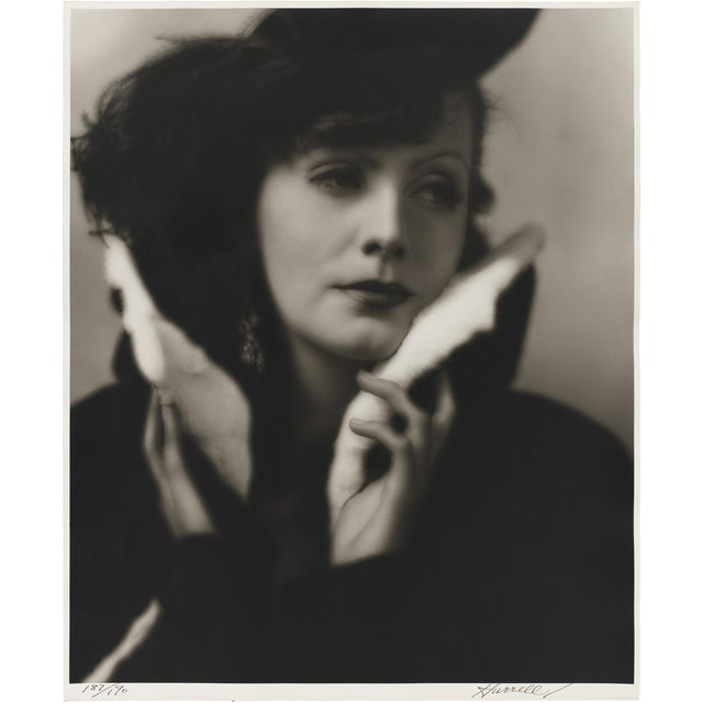 1980s Greta Garbo by George Hurrell Vintage Old Hollywood Glamour Portrait For Sale