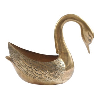 Large Brass Swan Planter For Sale