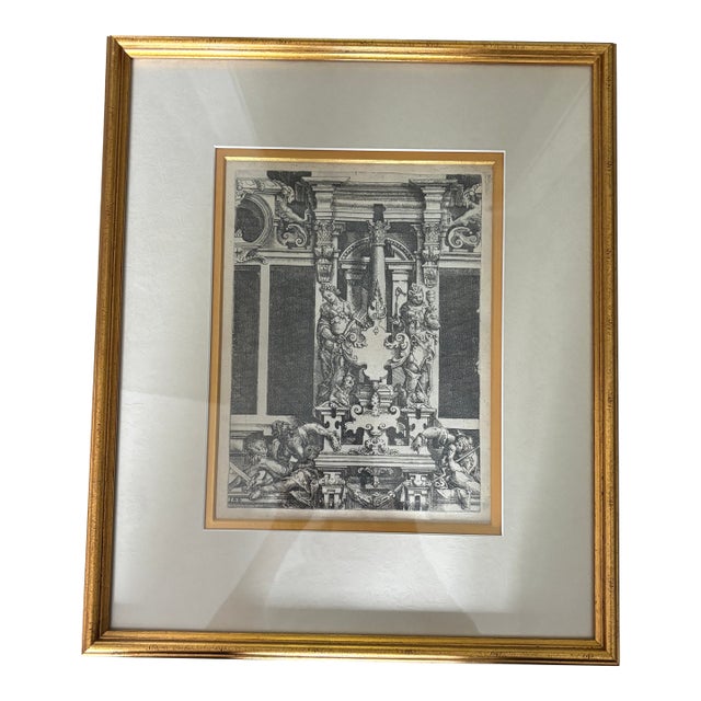 1598 Architectural Ornament Engraving by Wendel Dietterlin - Framed For Sale