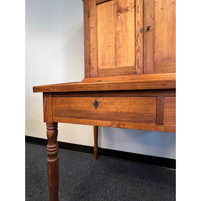 Wood Antique Southern Pine Two Piece Plantation Secretary Desk For Sale - Image 7 of 12