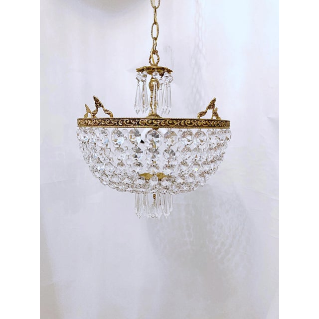 1960s Italian Brass Basket Chandelier For Sale - Image 10 of 10