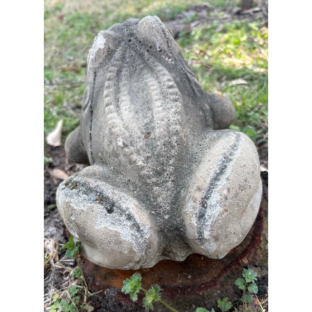 Vintage Aged Concrete Frog Garden Ornament For Sale - Image 4 of 5