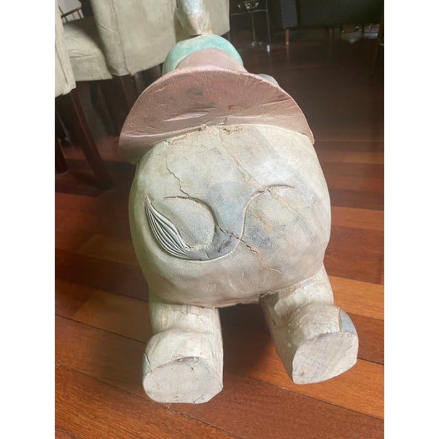 Late 20th Century Carved Rocking Wood Elephant Decor For Sale - Image 4 of 10