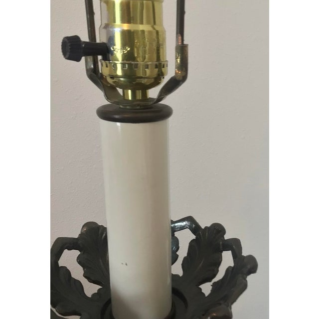 Mid 20th Century Spanish Revival Barley Twist Candlestick Lamp With Amethyst Finale & Original Foil Metallic Shade For Sale - Image 4 of 13