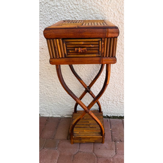 Burnt Bamboo Scupltural Side Table For Sale - Image 9 of 9