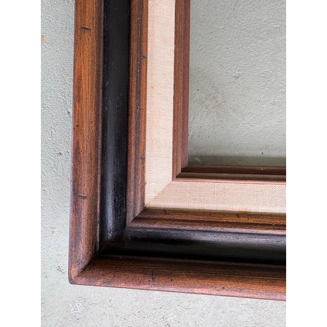 Wood Vintage Wood Picture Frame With Linen Liner & Non-Glare Glass For Sale - Image 7 of 9