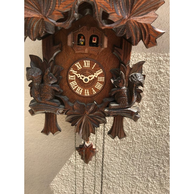 Vintage German Switzerland Black Forest Hand Carved Bird and Squirrels