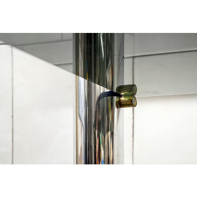 Freestanding Bookcase in Chromed Steel and Smoked Glass, Italy, 1970s For Sale - Image 3 of 6