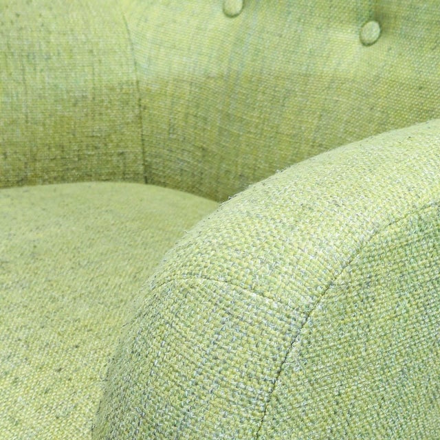 Textile Article Mod Mid-Century Modern Green Lounge Chair With Wooden Legs For Sale - Image 7 of 9