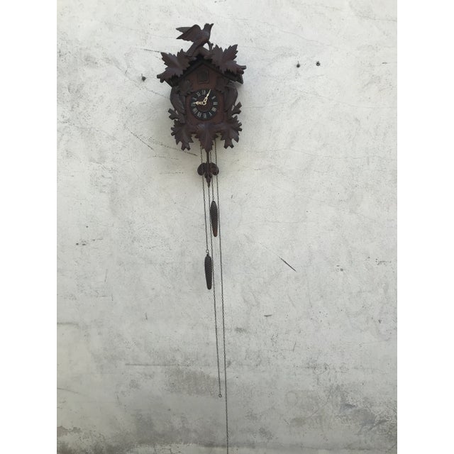 Carved Large Cuckoo Clock with Birds, 1940s For Sale - Image 14 of 18