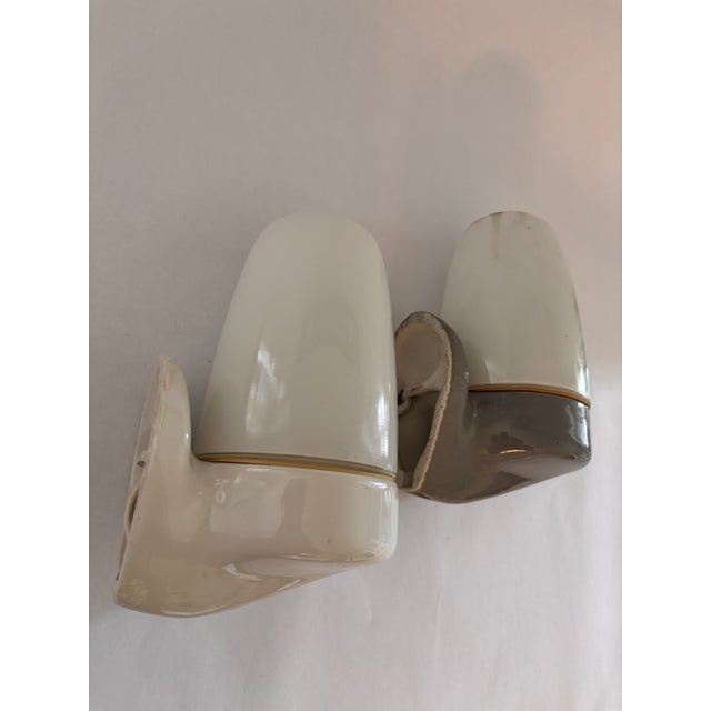 Gray Light Blue Ceramic Model 6077 Sconces by Wilhelm Wagenfeld for Lindner, 1950s, Set of 2 For Sale - Image 8 of 16