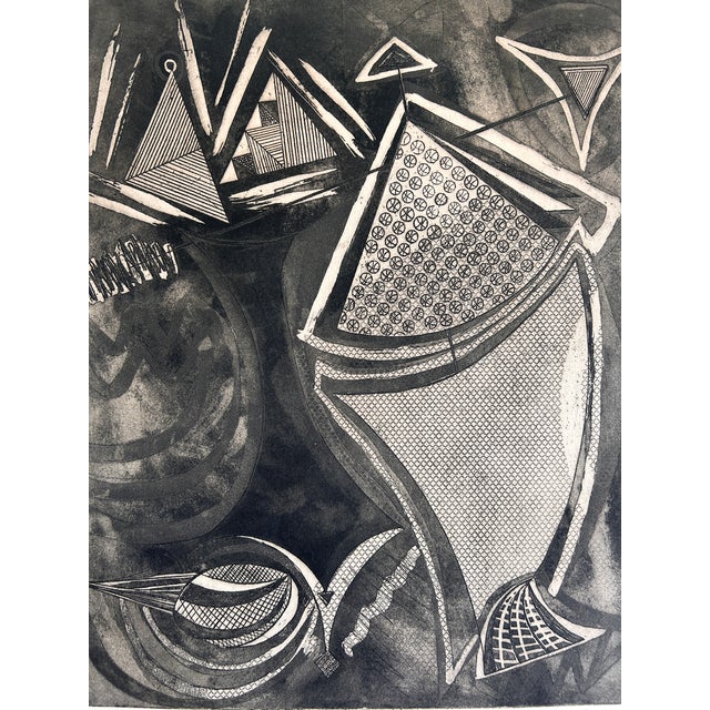 1960s Annette Robyns Signed Original Etching Midcentury Modern Art Print For Sale - Image 5 of 6