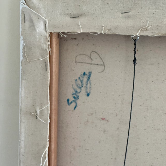 Large Original Vintage 1980s Oil on Canvas Pastel Colored Horizontal Painting #2 For Sale - Image 10 of 11