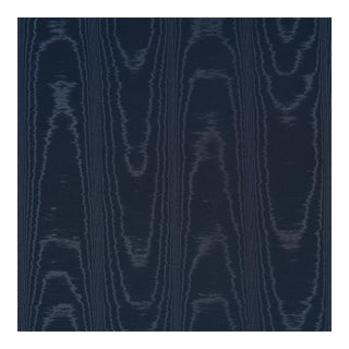 Sample - Schumacher Washington Moiré Fabric In Navy For Sale