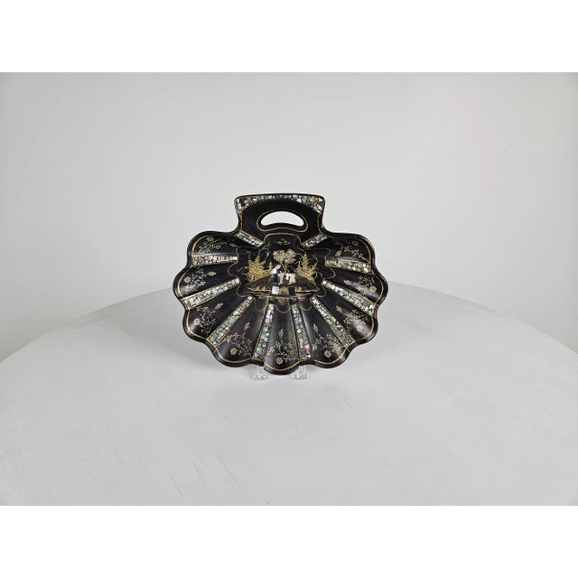 Victorian Early 19th Century Victorian Crumber & Brush Mother of Pearl Inlay Papier Mache For Sale - Image 3 of 11