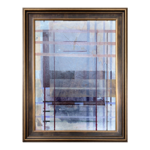 Abstract Oil Painting by Eric Loudermilk, 1993 – Layered Purple Modern Artwork