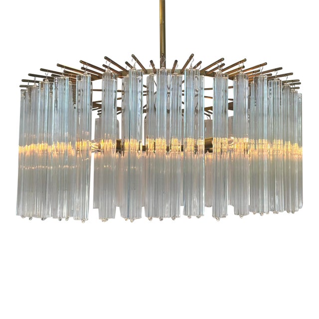 Arteriors Modern Brass and Glass Nessa Round Chandelier For Sale