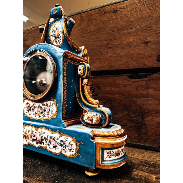 Mid 19th Century 19th Century French Rihouet Porcelain Mantel Clock For Sale - Image 5 of 12