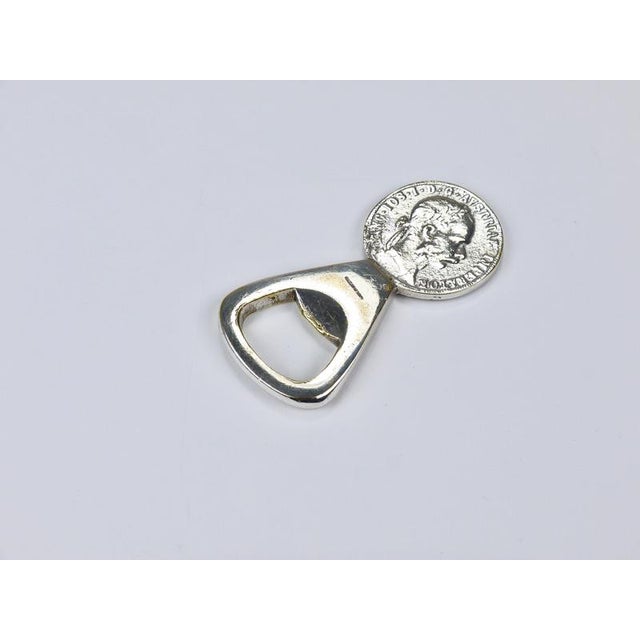 Silvered Brass Bottle Opener Habsburg 2 Florin Coin attributed to Carl Auböck, Austria 1950 For Sale - Image 16 of 18