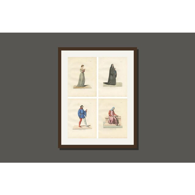 Bonnard, Medieval Figures Costume & Daily Life, Handcolored Engravings, 1845, Set of 4 For Sale - Image 9 of 10