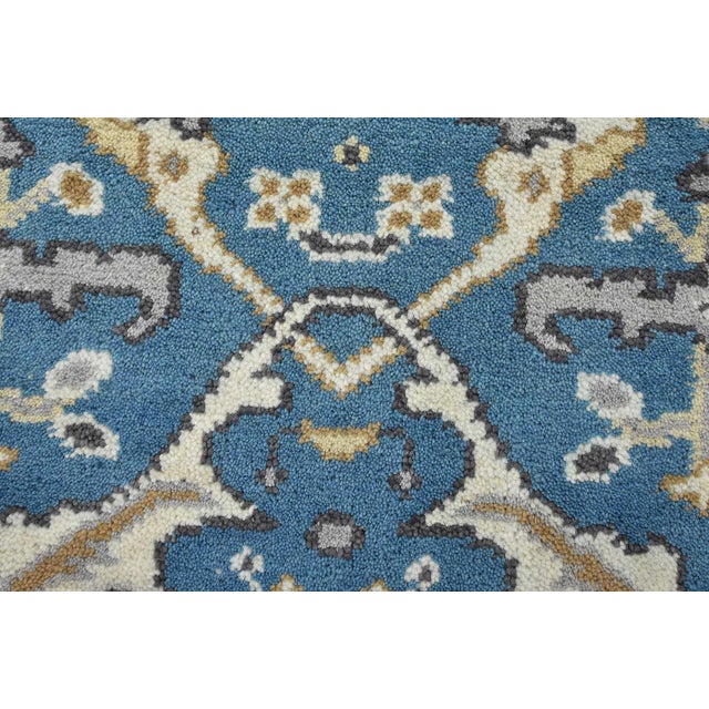 Oushak Runner 2’7” X 10′ Blue Wool Tribal Hand-Knotted Oriental Rug For Sale - Image 4 of 13