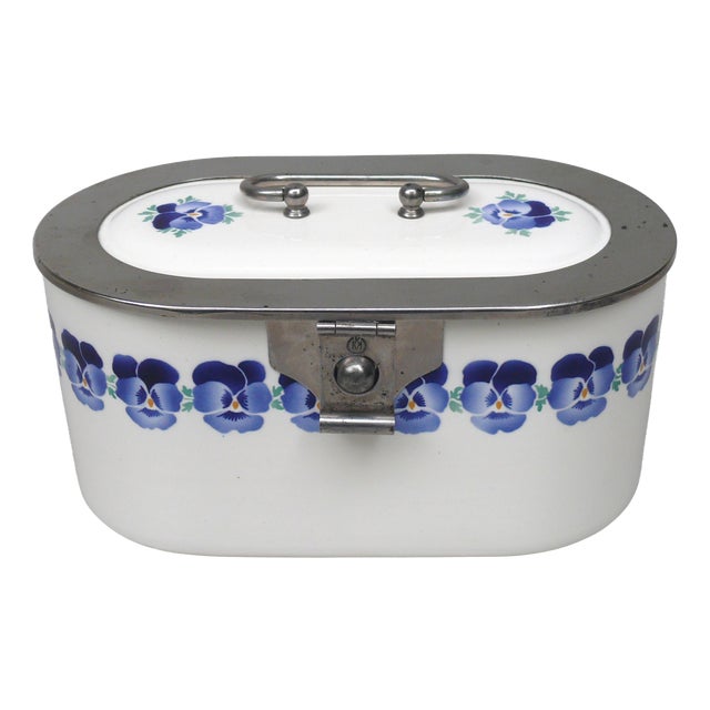 Art Nouveau Ceramic Cookie Tin with Pansy by Wächtersbach for WMF, 1890s For Sale