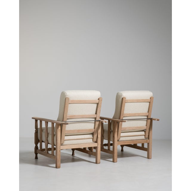 Pair of French Oak Reclining Armchairs with Bouclé Upholstery, Antique, France, Circa 1940 For Sale - Image 13 of 17