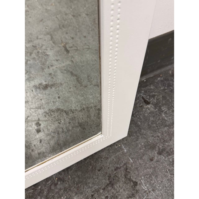 Contemporary White Dotted-Trim Rectangular Wall Mirror For Sale - Image 11 of 12