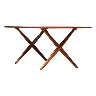 Model 303 Dining Table in Oak and Metal by Hans J. Wegner attributed to Andreas Tuck, Denmark, 1950s For Sale