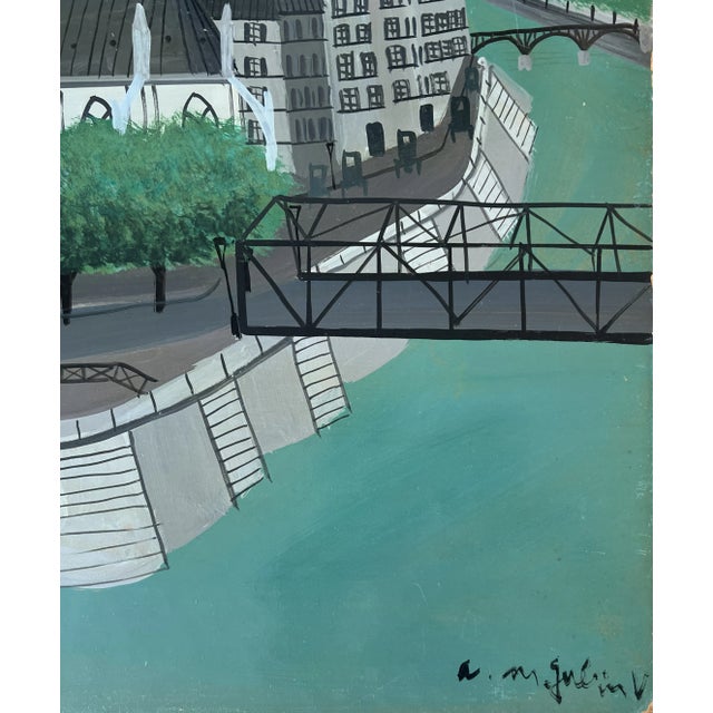 Armand Marie Guérin, Passerelle métallique, Oil on Wood For Sale - Image 3 of 11