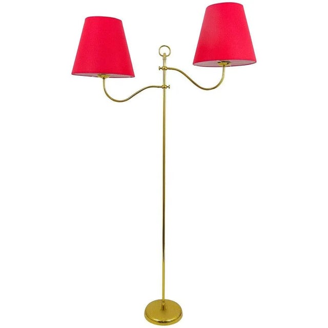 Mid-Century Brass Floor Lamp with 2 Arms attributed to Josef Frank, Austria, 1950s For Sale - Image 11 of 11