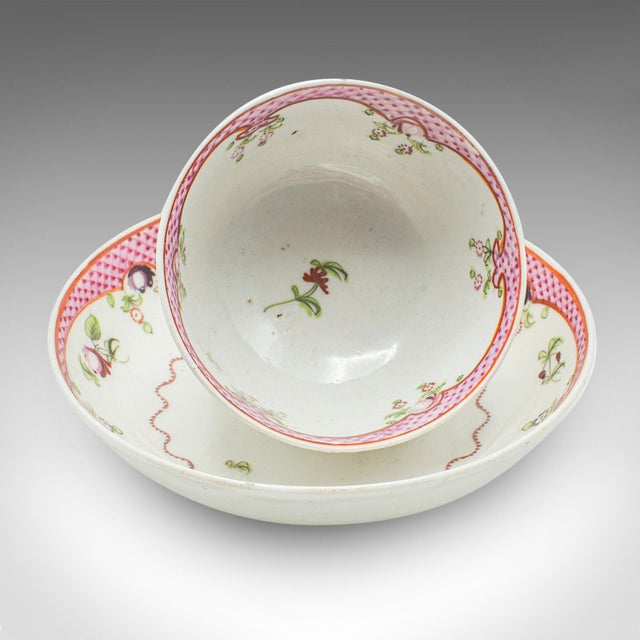 This is an antique green tea sipping duo. A Japanese, ceramic cup and saucer, dating to the late Victorian period, circa...