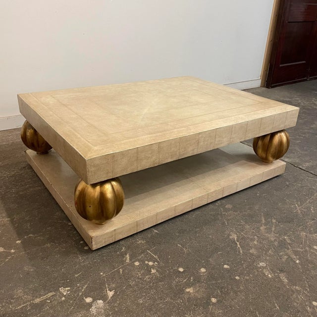 1980s Leather Wrapped Coffee Table For Sale - Image 12 of 12