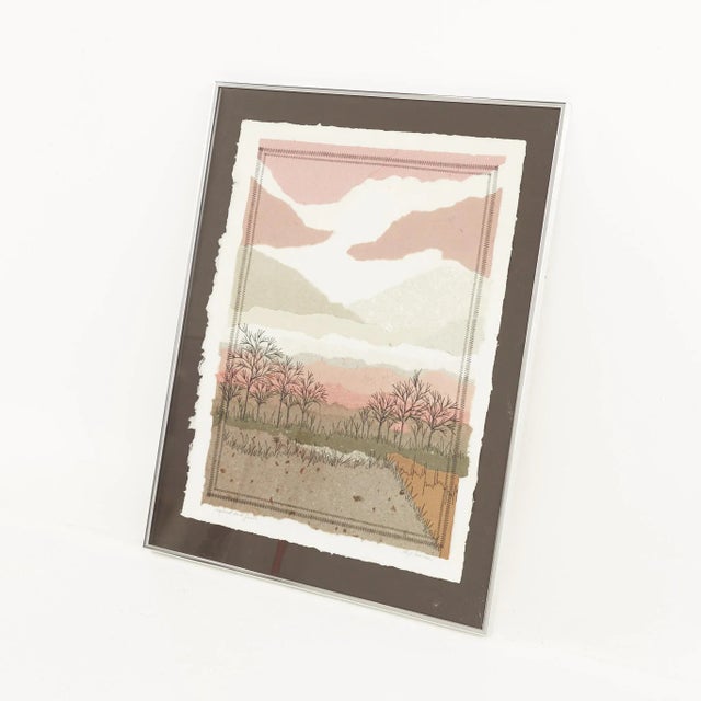 Mid-Century Modern M P Marion Mid Century Landscape Mixed Media Collage For Sale - Image 3 of 8