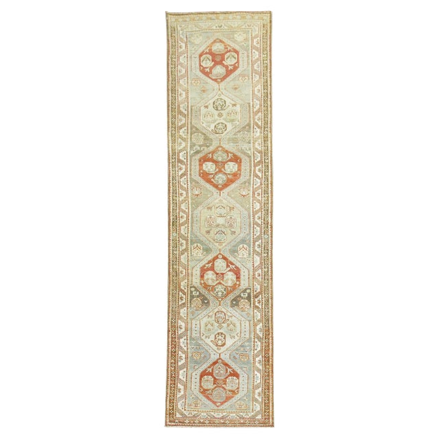 Light Green Earth Tone Malayer Antique Persian Runner For Sale - Image 8 of 18