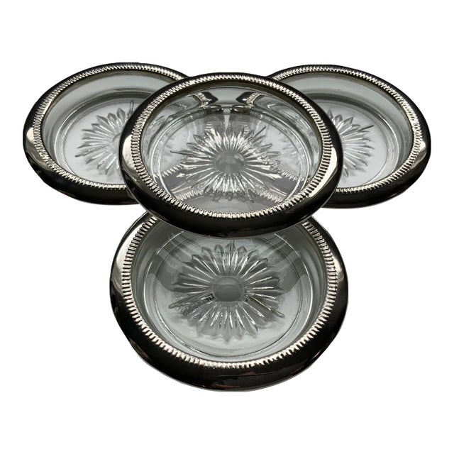 Sheridan Silverplated 4 Piece Coaster Set For Sale