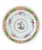 A set of porcelain luncheon plates by Royal Doulton in vibrant shades of pink, green, and blue on a white background....