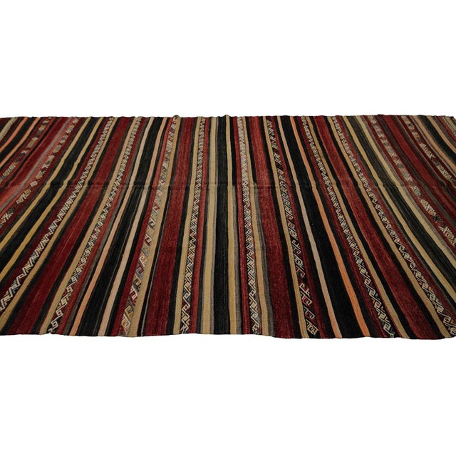 Wool Striped Turkish Kilim Rug- 6′1″ × 12′2″ For Sale - Image 4 of 7