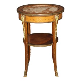 French Louis XV Style Bronze Mounted Rams Head Marble Top End Table For Sale