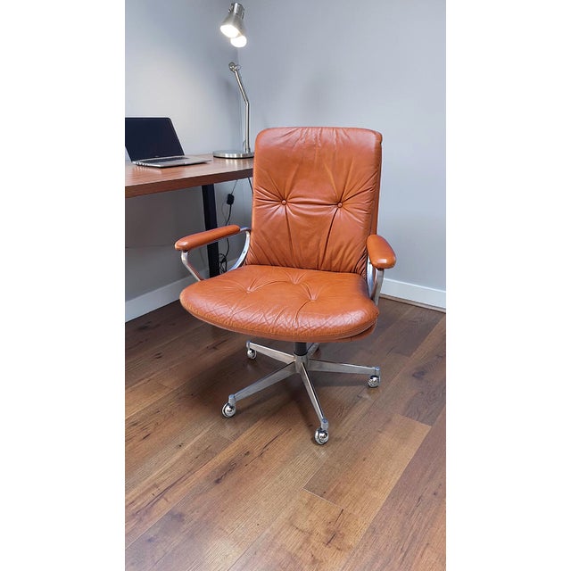 Metal Leather Office Chair by Ring Mekanikk, Norway, 1960s For Sale - Image 7 of 9