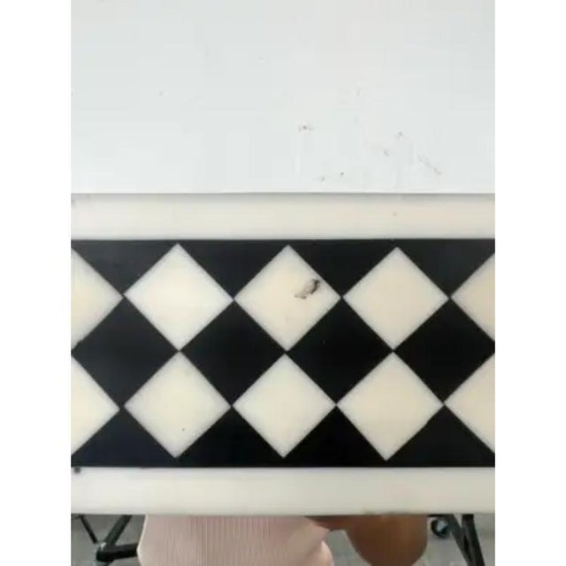 Art Deco Style Black & White Resin Diamond Design Wall, Table or Mantel Mirror For Sale - Image 12 of 12