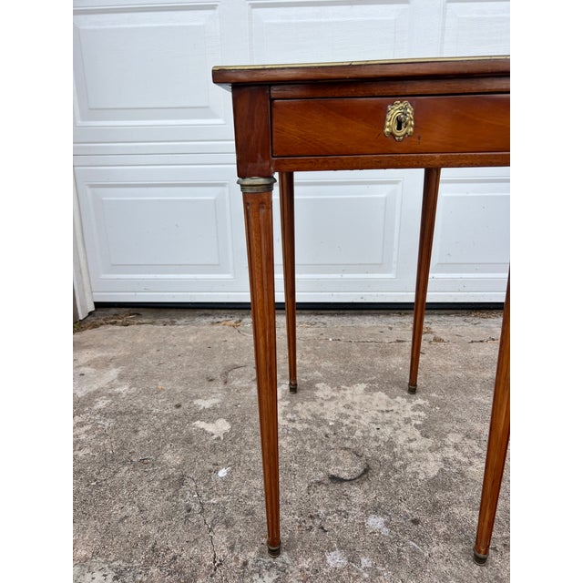 French 19th Century Louis XVI Mahogany Leather Top Side Table For Sale - Image 4 of 12