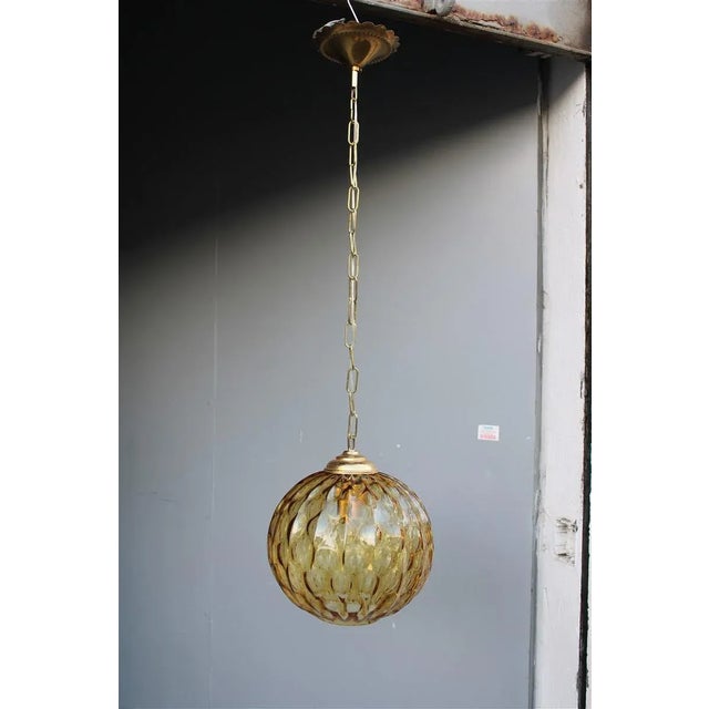 Italian Murano Brass Chandelier from Venini, 1950s For Sale - Image 16 of 16